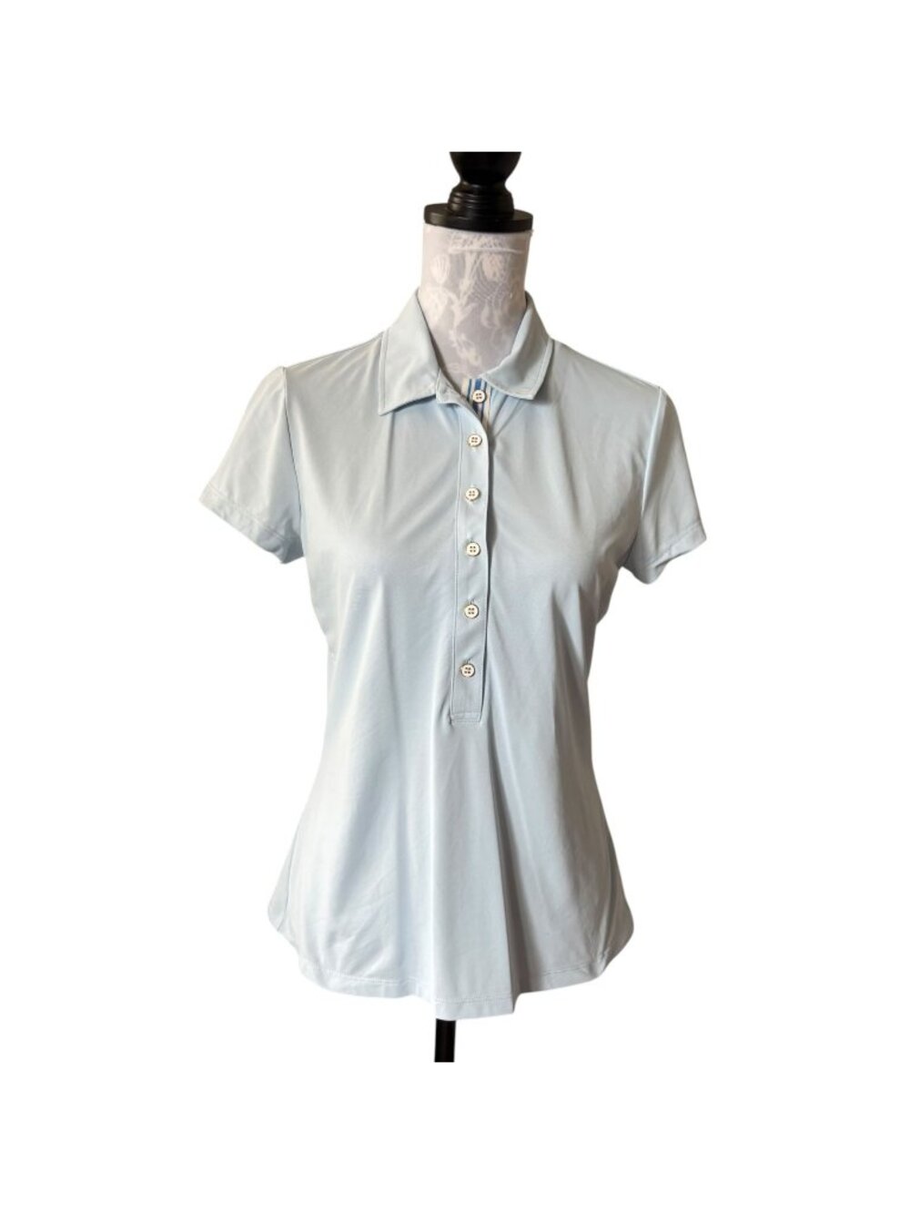 J Mclaughlin Polo Shirt Womens Stretchy Light Blue Medium